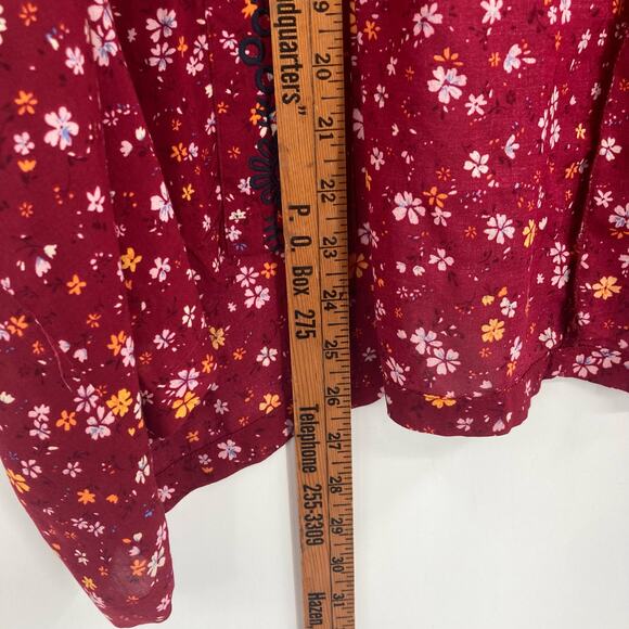 Arizona Rayon Ditzy Floral Deeo Red Floral Navy Embroidered Kimono Womens Small - Picture 6 of 6